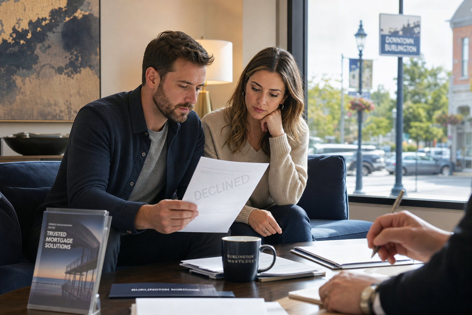 A homeowner reviewing next steps after a bank mortgage decline.