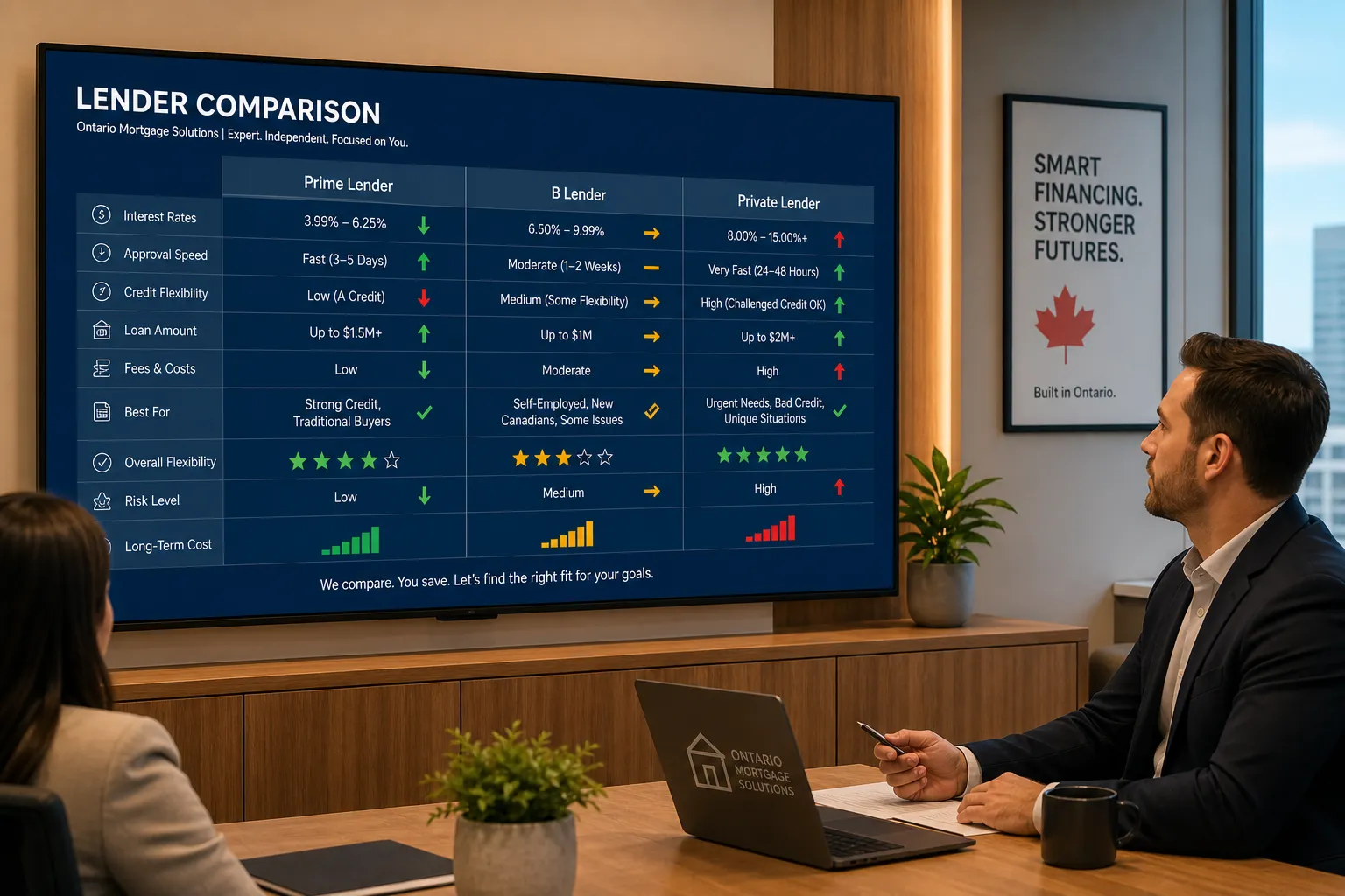 Private Mortgage vs B Lender vs Prime: Ontario Lender Tier Comparison